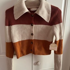 Altar’d State rust/multi colored button up cropped cardigan